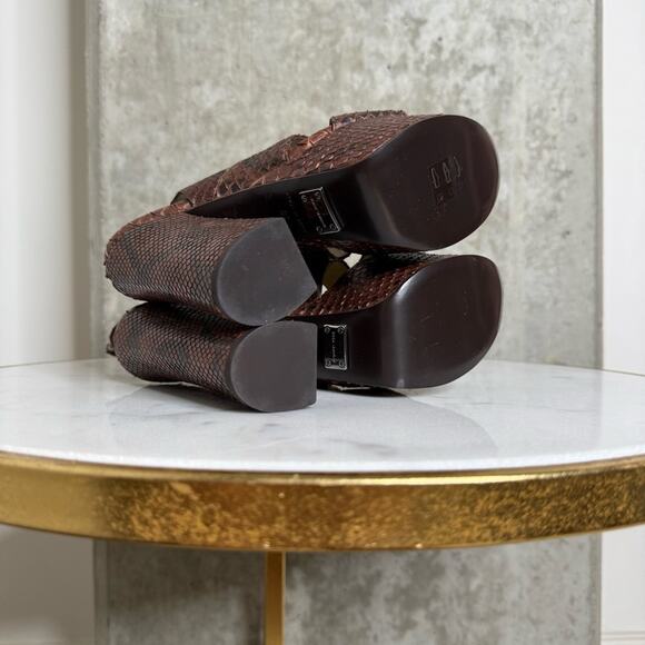 New Michael Kors Collection Candace Python-Embossed Leather Platform Sandal - Picture 12 of 12